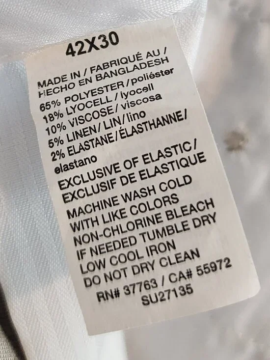 2/$15 Savane Men's Beige Dress Pants - Size 42x30 - Picture 11 of 12